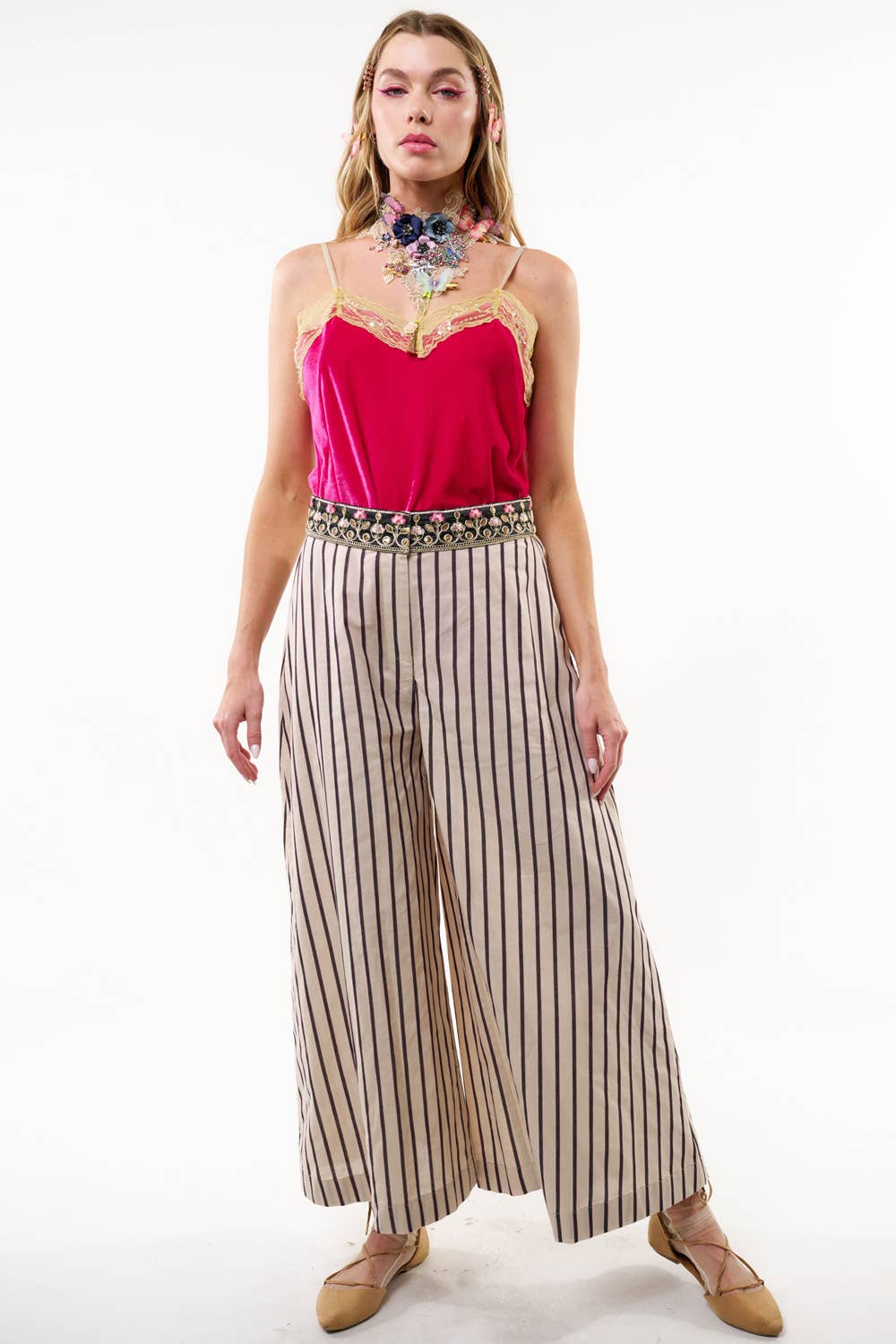 Derby Princess Stripe Pants | Wide Leg  Pants | Cotton Pants