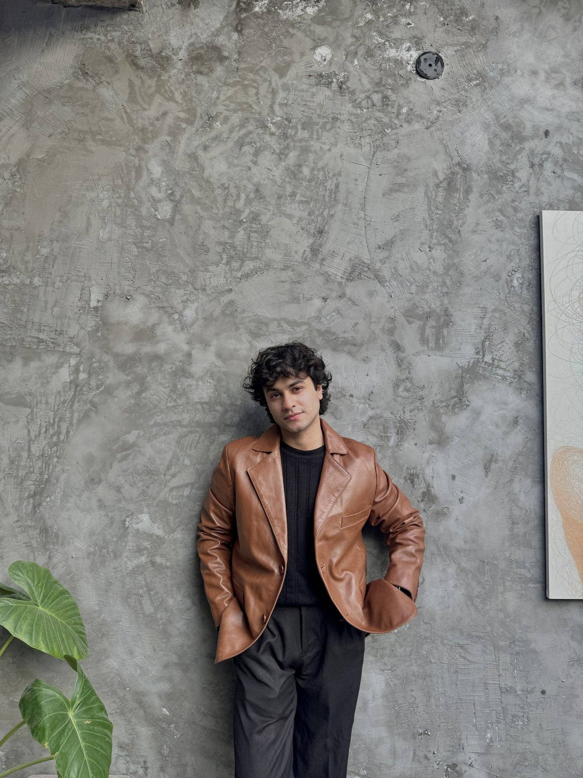 Men's Lambskin Leather Two-Button Blazer