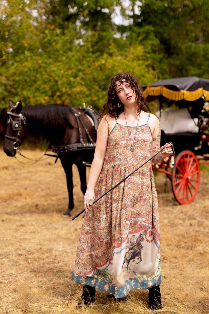 Love Revolution Bohéme Slip Dress w/ Sun, Horse & Florals