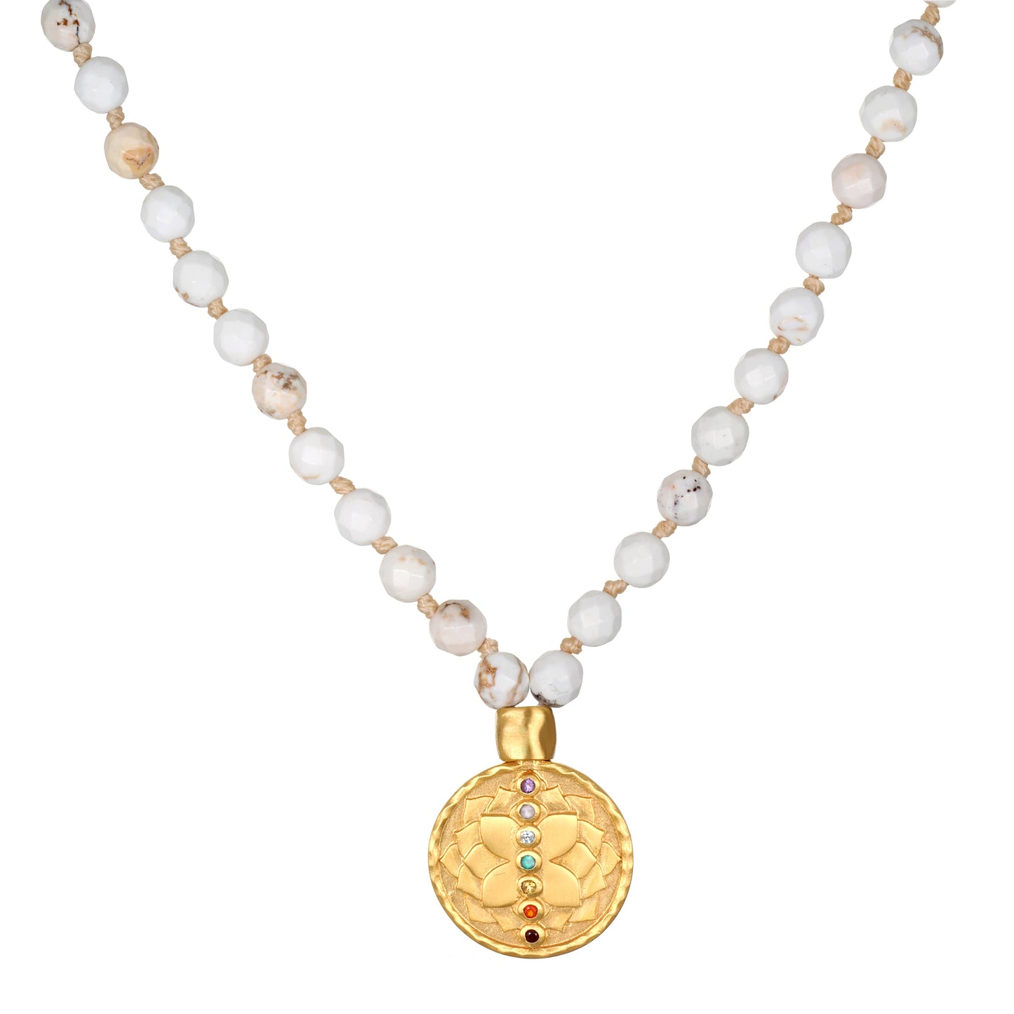 Spring Malas - 34" White turquoise chakra mala