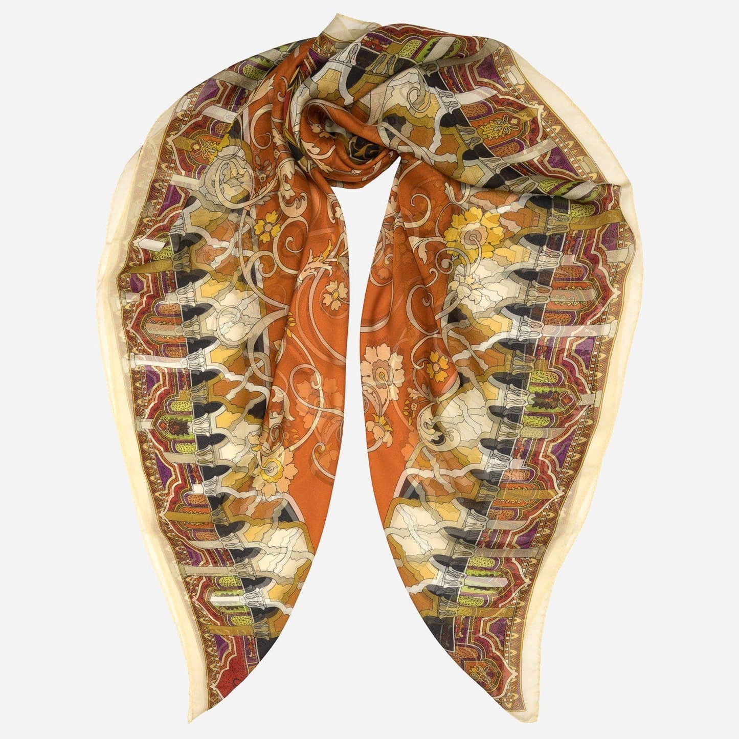 Natalia - Silk Scarf Shawl - Orange Marmalade