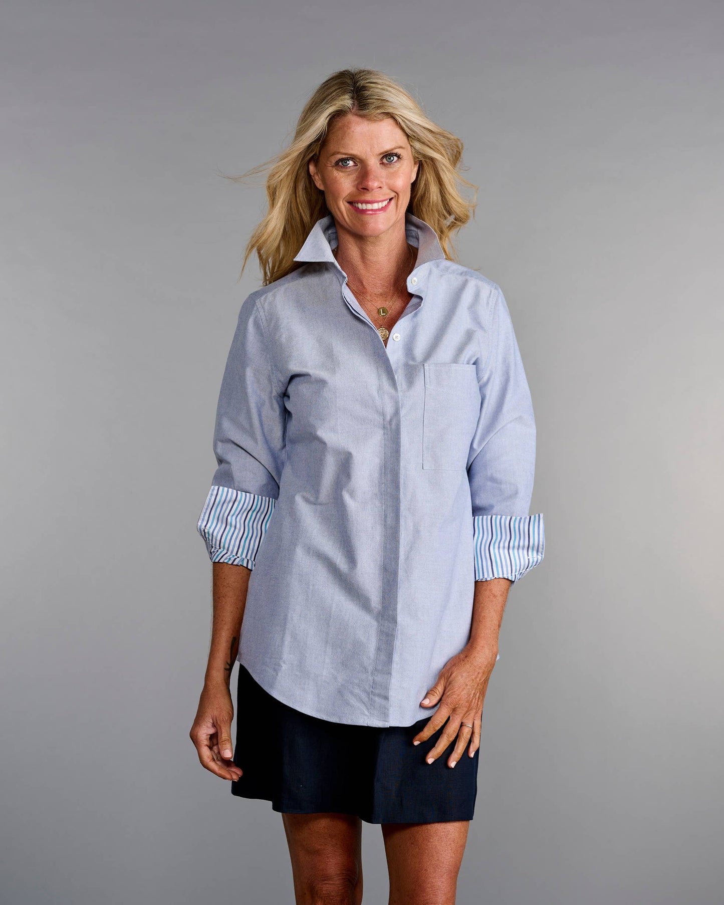 The Modified Boyfriend Shirt in Cadet Blue Oxford
