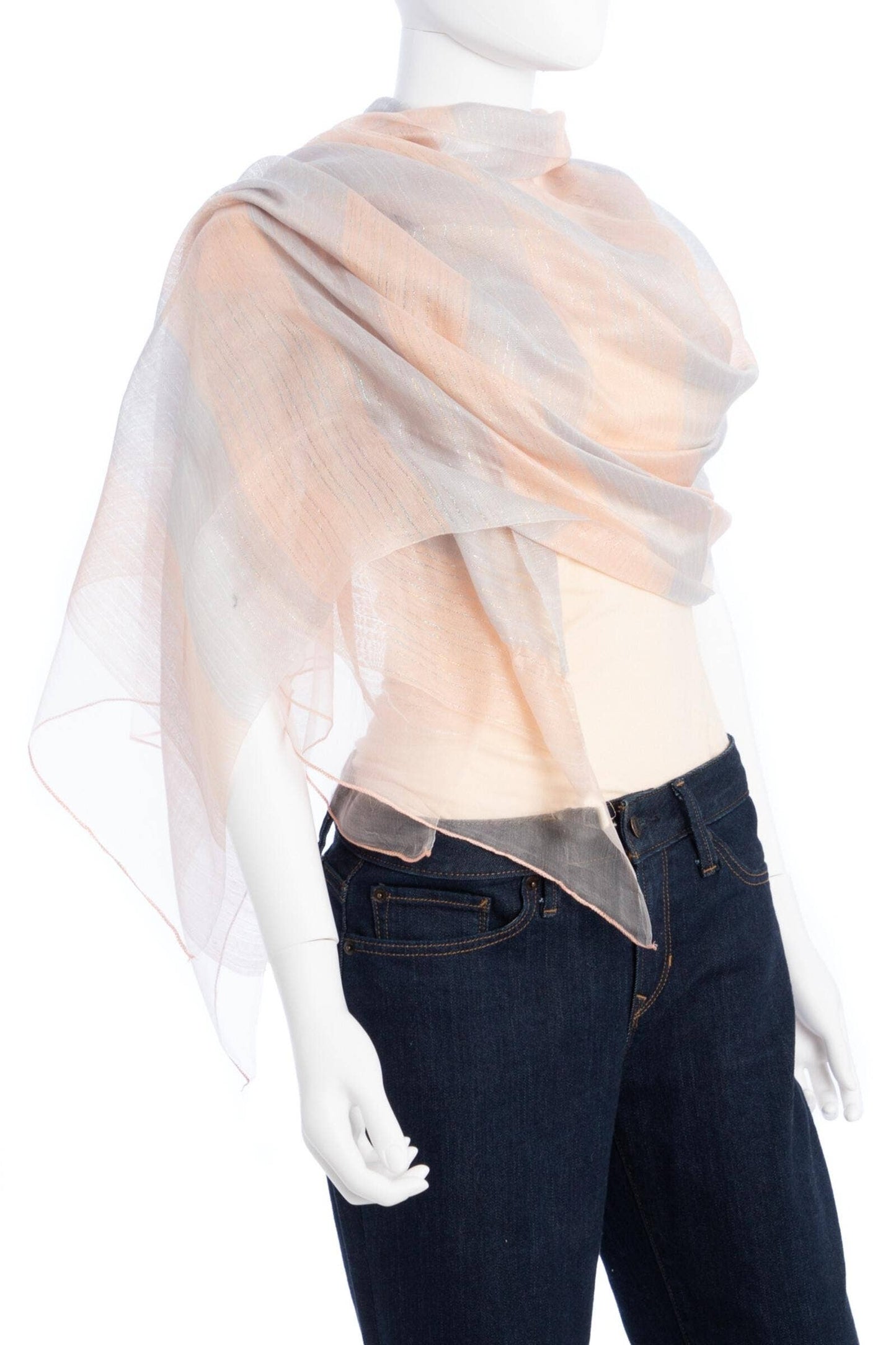 Silk Wool Shimmering Striped Scarf