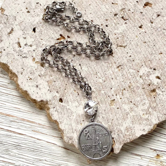 Paris France French coin necklace