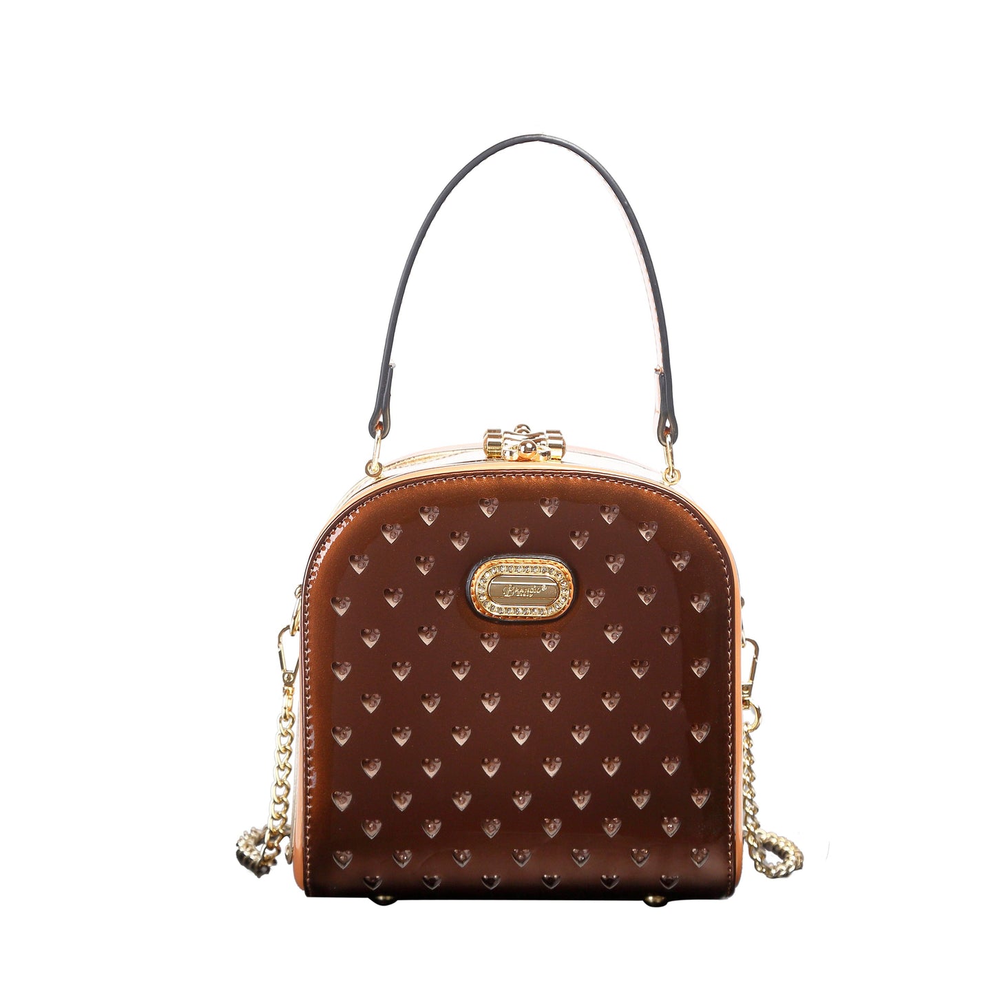 Brangio Italy Elegant Heart-Embellished Top Handle Bag