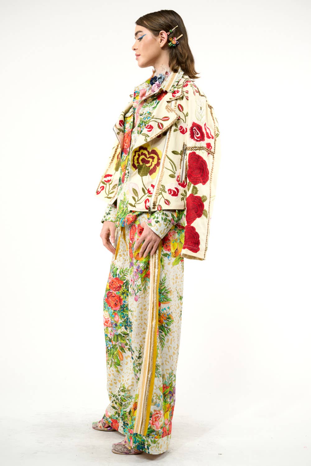 Carmen Embroidered Denim Motorcycle Jacket