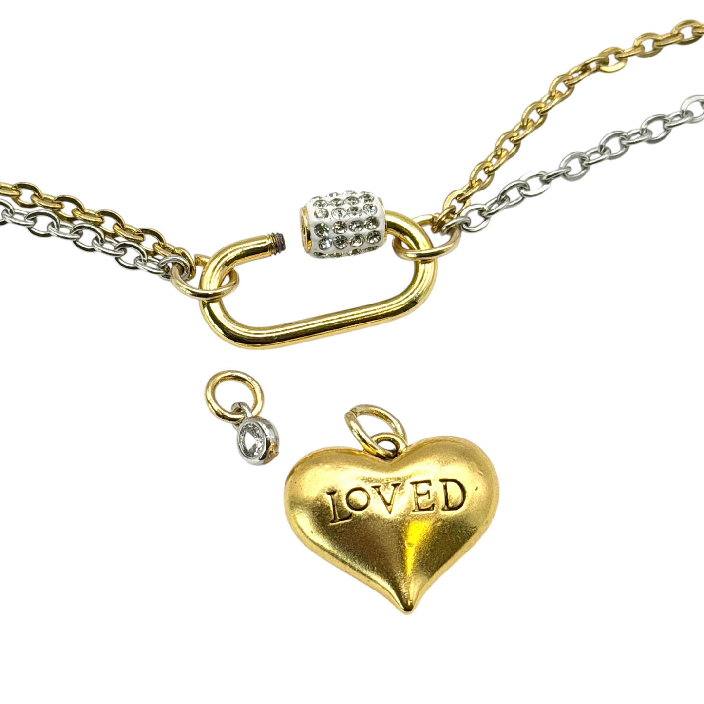 Charm necklace loved heart charm stainless steel mixed 