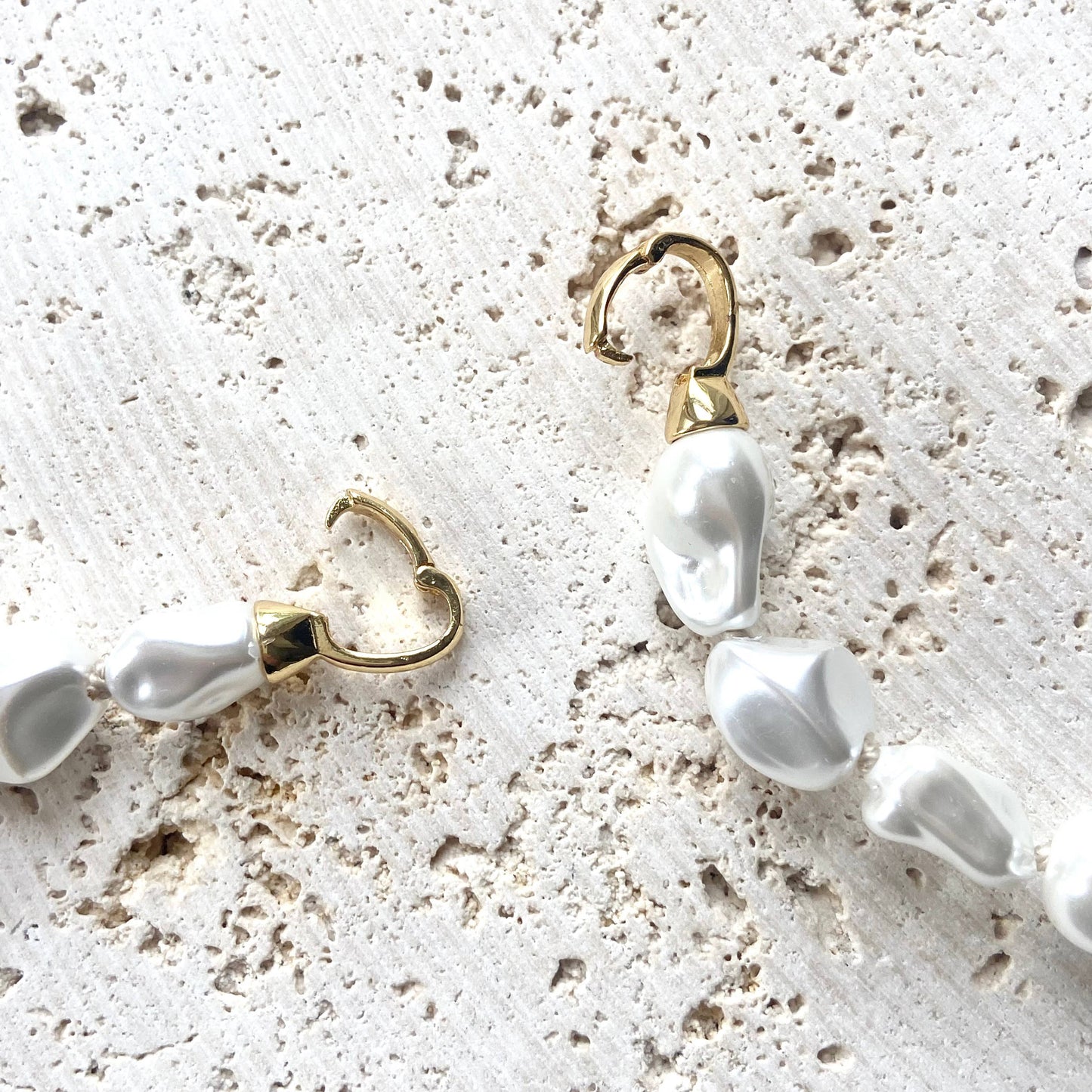 Luxe pearl strand necklace with hand casted heart or star