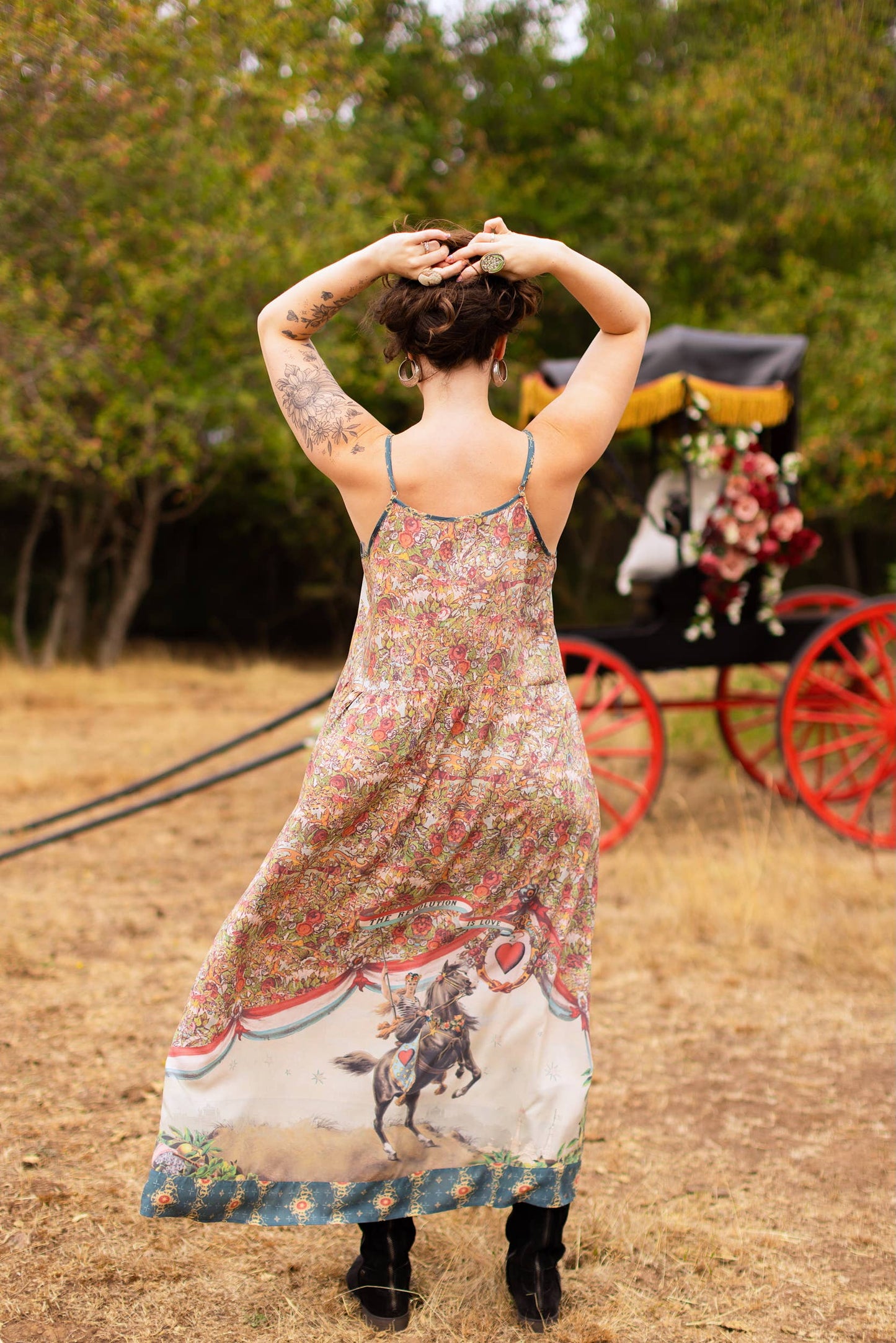 Love Revolution Bohéme Slip Dress w/ Sun, Horse & Florals
