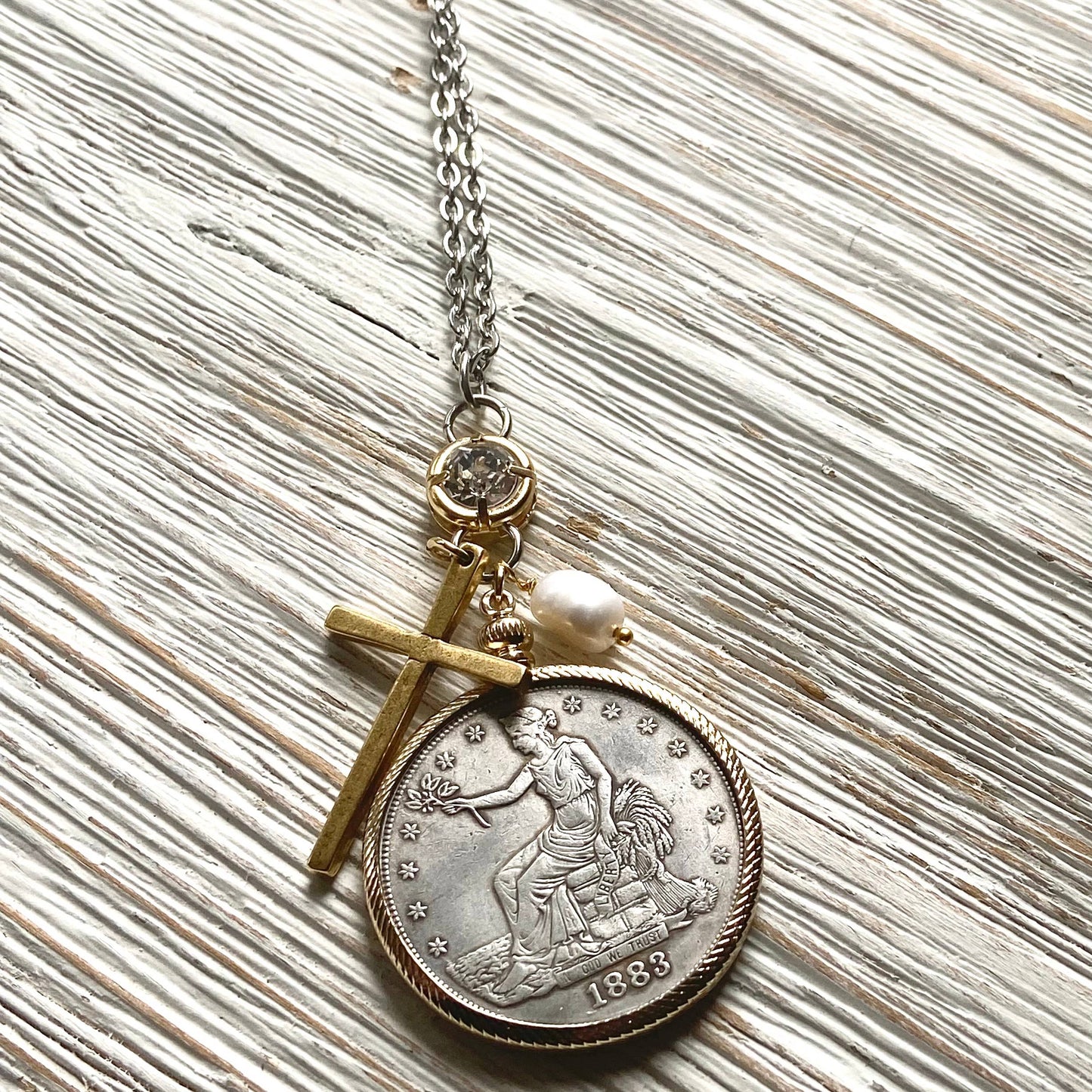 American coin long necklace non tarnishing jewelry
