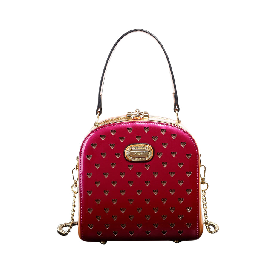 Brangio Italy Elegant Heart-Embellished Top Handle Bag