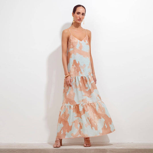 RENATA DRESS ACQUA ACUARELA LINEN