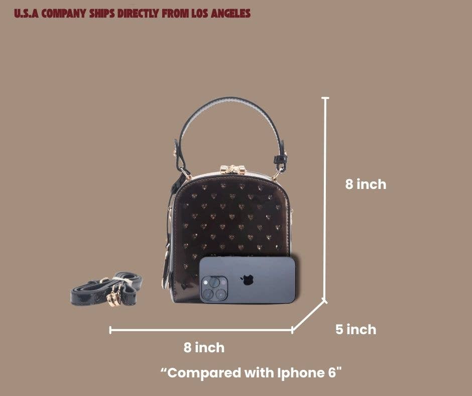Brangio Italy Elegant Heart-Embellished Top Handle Bag