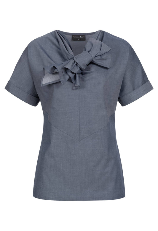Blue bow blouse