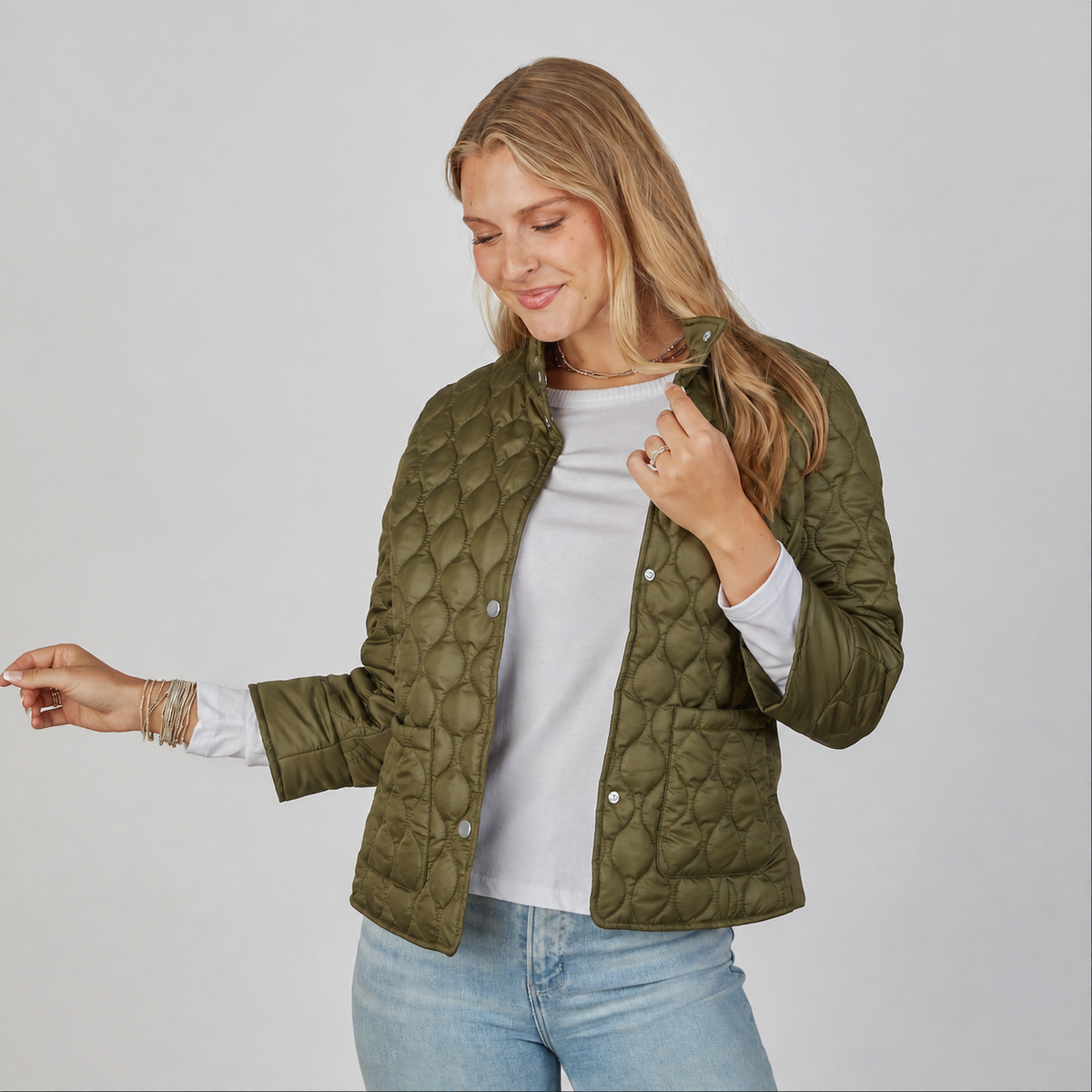 Jacqueline 3/4 Sleeve Jacket in Olive