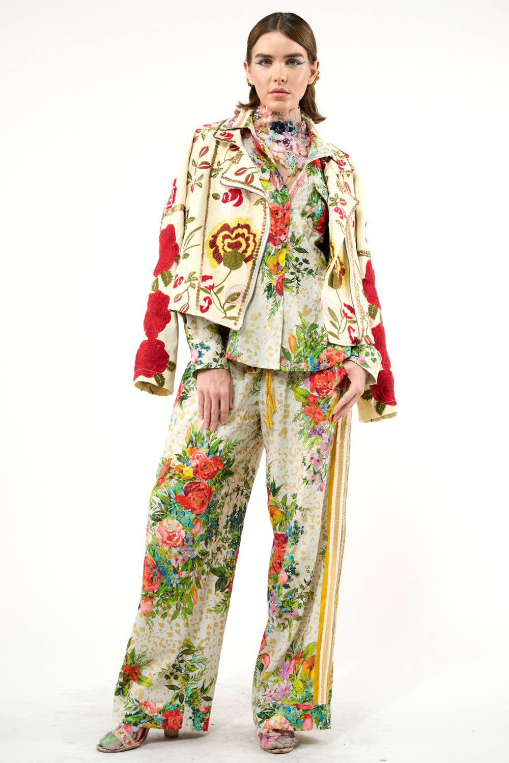 Carmen Embroidered Denim Motorcycle Jacket