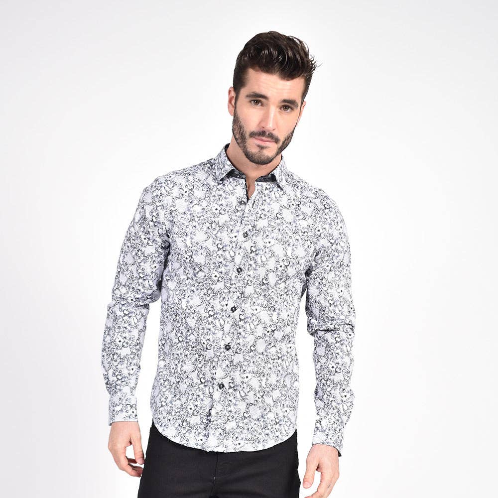 Black French Baroque Print Shirt