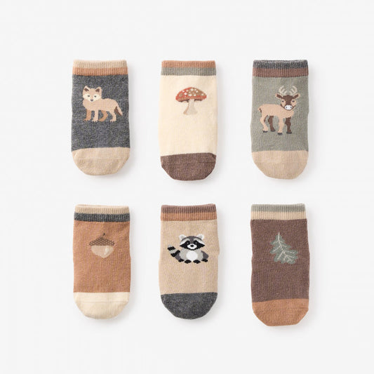 Elegant Baby Wilderness Non Slip Baby Socks 6 pack in Multi
