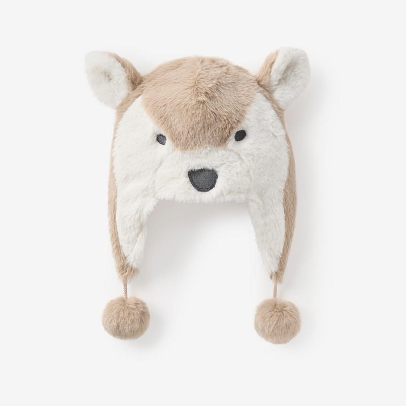 Elegant Baby Wolf Aviator Plush Baby Hat in Gray