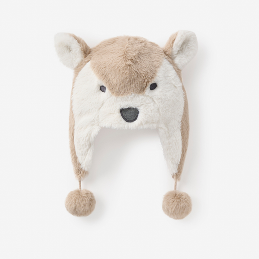Elegant Baby Wolf Aviator Plush Baby Hat in Gray