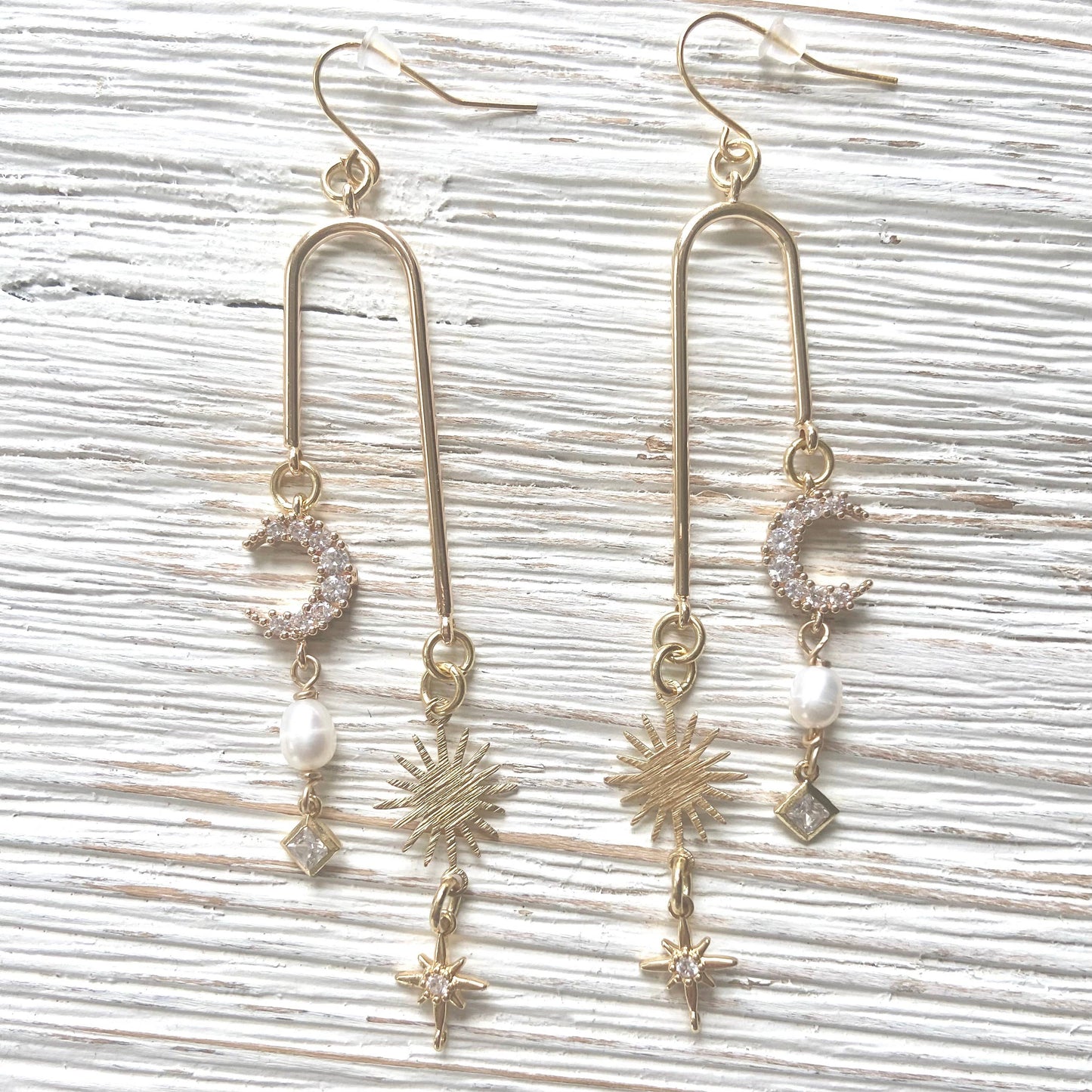 Sun moon celestial boho earrings