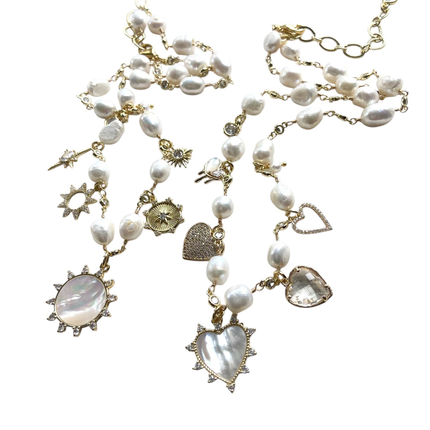 Luxe multi viral charm necklace trend pearl jewelry
