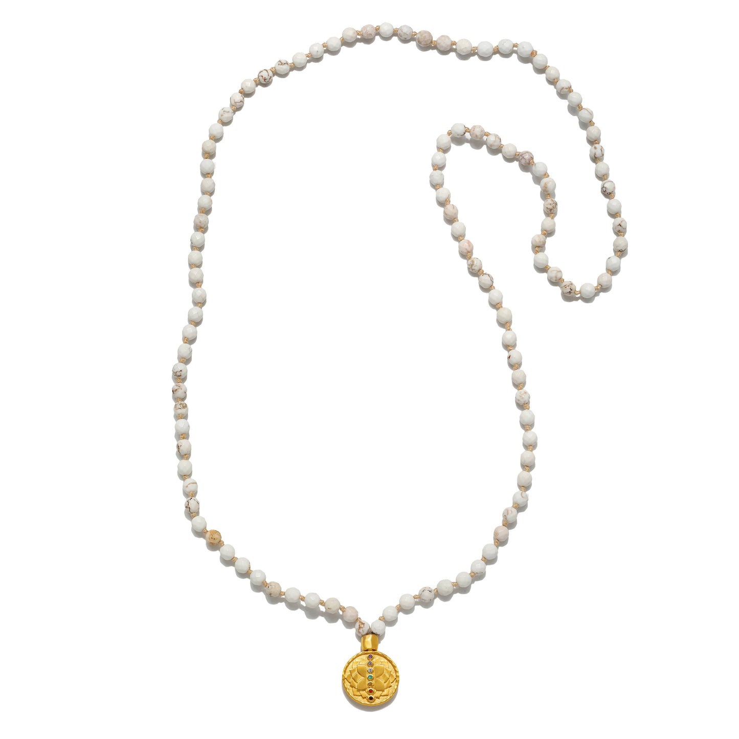 Spring Malas - 34" White turquoise chakra mala