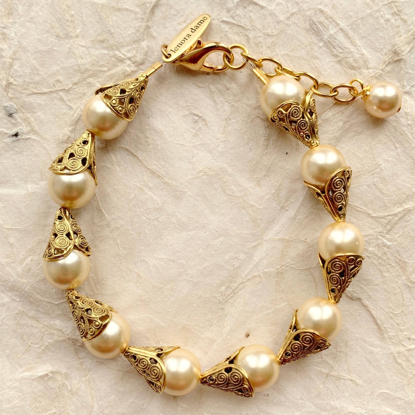 Classic Filigree Bead Cap Bracelet - 4 Color Options