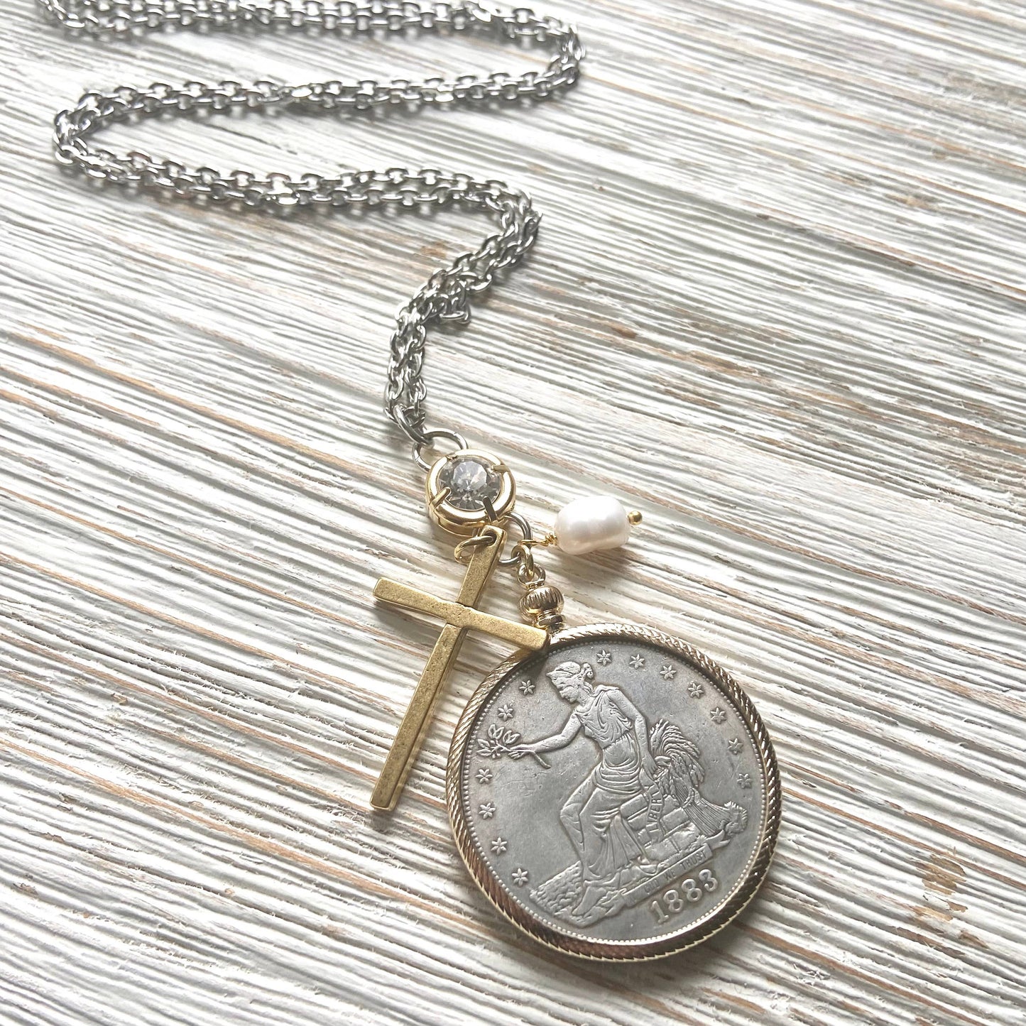 American coin long necklace non tarnishing jewelry