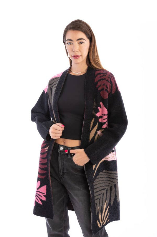 Tropical Leaves Cardigan Multi Color