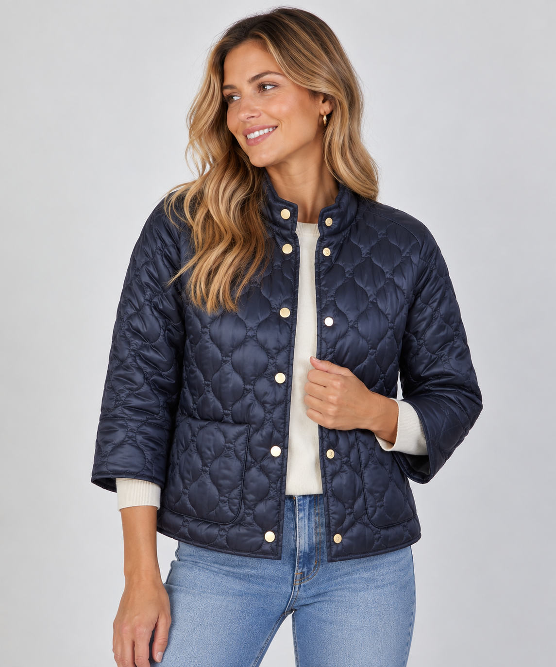Jacqueline 3/4 Sleeve Jacket in Navy