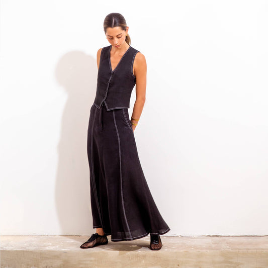 Nerea Skirt Black Linen