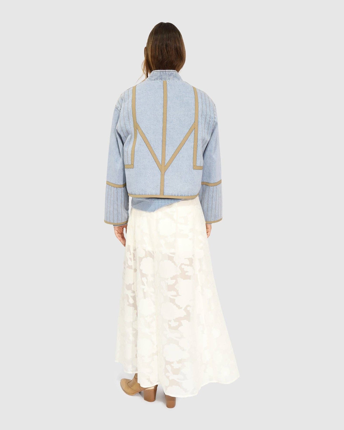 Free And Forward Quilted Denim Jacket - Light Denim Wash
