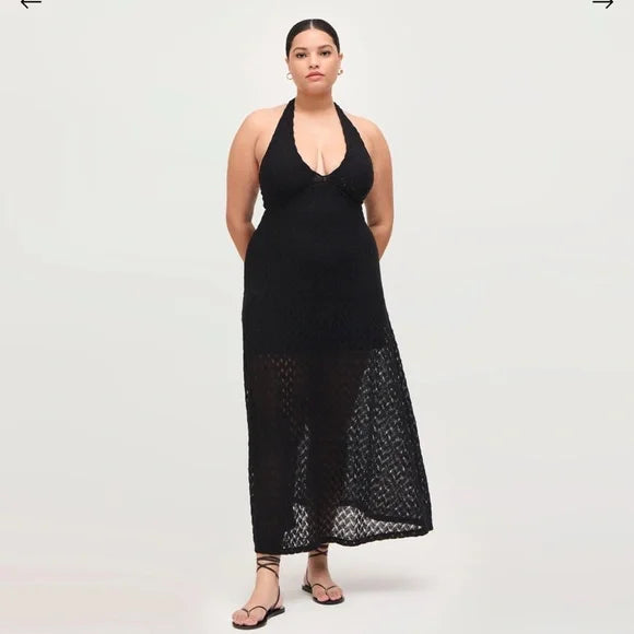 The Bela Dress - Black Raschel Knit