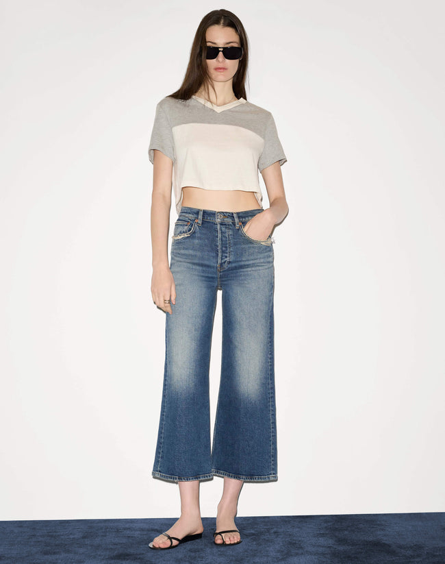 RE/DONE Comfort Stretch High Rise Wide Leg Crop — Sonoma Indigo